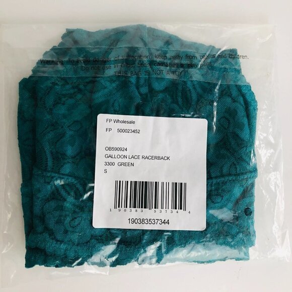 Free People Womens Galloon Lace Racerback Green Small - Picture 5 of 6